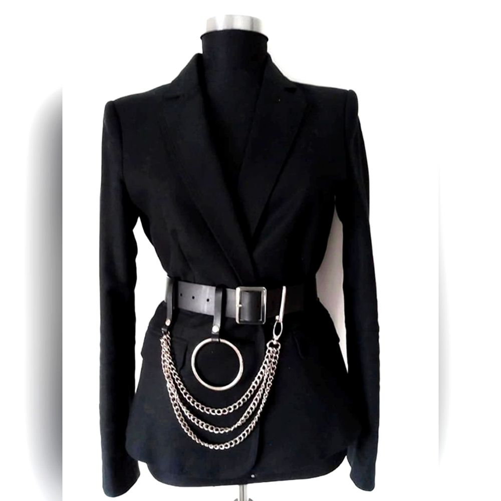 Edgy Gothic Black & Silver Multistrand Chain Belt